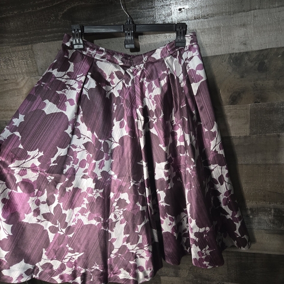 Silk Purple Floral Midi circle skirt - Picture 4 of 7